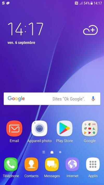 Ecran d'accueil Android