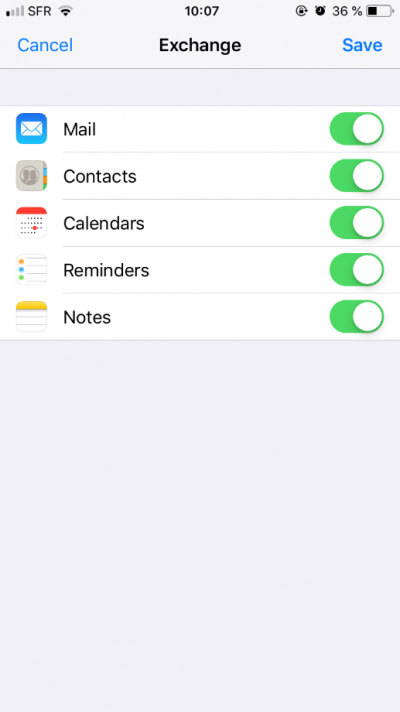 Eléments à synchroniser